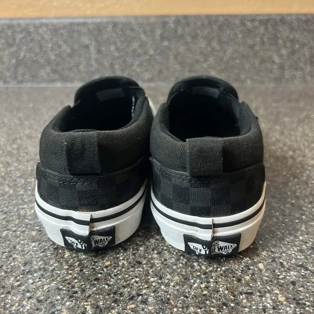 Vans Classic Little Kids 1 Black/GrayCheck Sneakers Shoes Slip On Low Top Padded